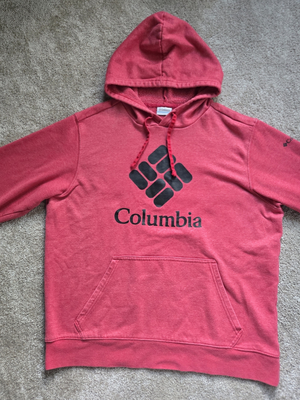 Columbia Men's Red Hooded Pullover Sweatshirt